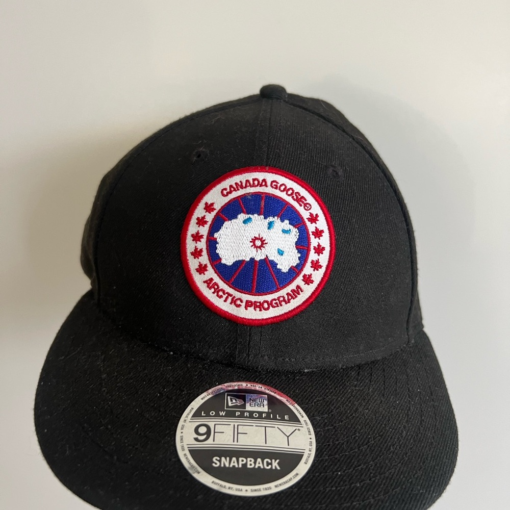 Canada Goose Black Snapback Hat with Logo